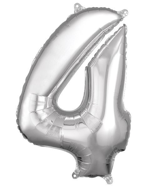 26in Anagram Silver Number 4 Balloon - Joker Party Supply