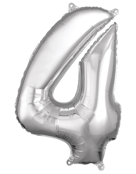 26in Anagram Silver Number 4 Balloon - Joker Party Supply