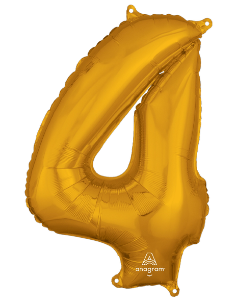 26in Anagram Gold Number 4 Balloon - Joker Party Supply