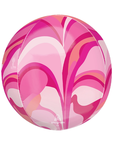 16in Anagram Pink Macro Marble Orbz Balloon - Joker Party Supply