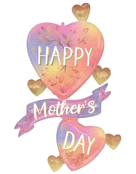 49in Betallic Happy Mother's Day Botanical Traces Hearts Balloon
