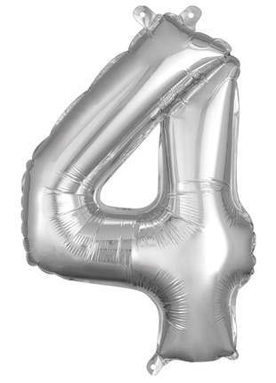 16in Anagram Air-Filled Silver Number 4 Balloon - Joker Party Supply