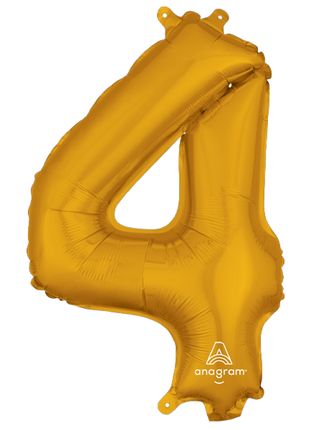 16in Anagram Air-Filled Gold Number 4 Balloon - Joker Party Supply
