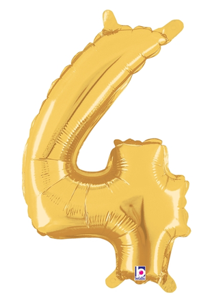 14in Betallic Air-Filled Gold Number 4 Ballooon - Joker Party Supply