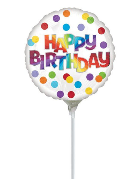 4in Anagram Happy Birthday Dots Of Color Balloon (Heat Seal Required)