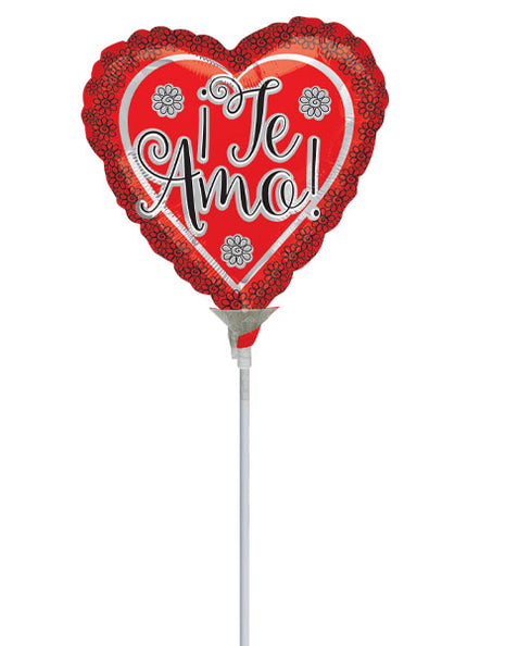 4in Anagram Te Amo Flower Border Balloon (Heat Seal Required)