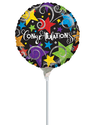 4in ConverUSA Congratulations Black Balloon (Heat Seal Required)