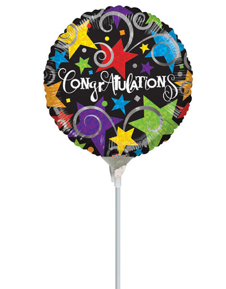 4in ConverUSA Congratulations Black Balloon (Heat Seal Required)