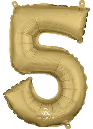34in Anagram White Gold Number 5 Balloon - Joker Party Supply