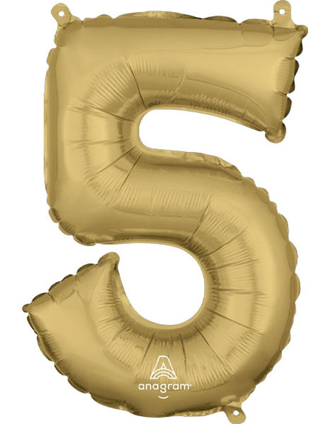 34in Anagram White Gold Number 5 Balloon - Joker Party Supply
