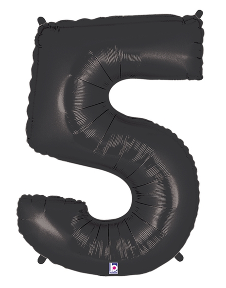 34in Betallic Black Number 5 Megaloons - Joker Party Supply