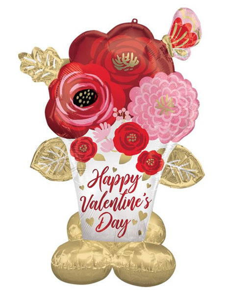 53in Anagram Happy Valentine's Day Satin Painted Flowers AirLoonz Balloon