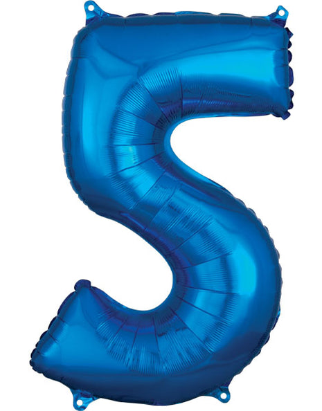 34in Anagram Blue Number 5 Balloon - Joker Party Supply