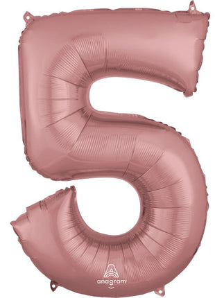 Globo con anagrama número 5 de oro rosa de 34 pulgadas