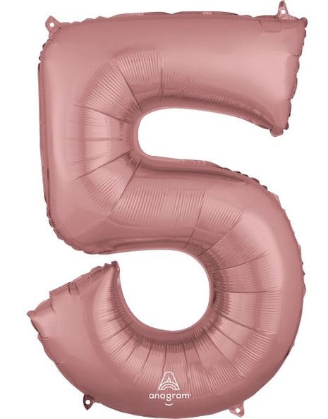 Globo con anagrama número 5 de oro rosa de 34 pulgadas