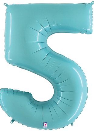 34in Betallic Pastel Blue Number 5 Megaloons - Joker Party Supply