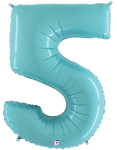 34in Betallic Pastel Blue Number 5 Megaloons - Joker Party Supply
