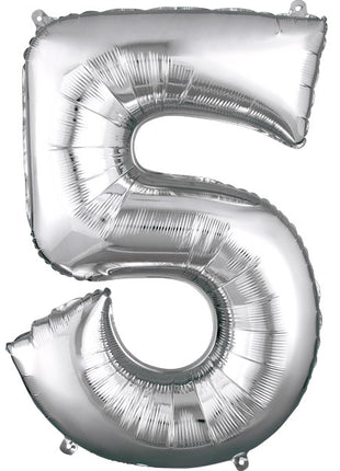 34in Anagram Silver Number 5 Balloon - Joker Party Supply