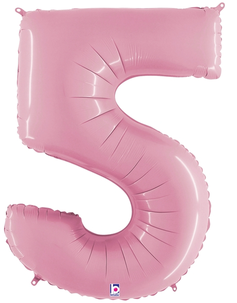 34in Betallic Pastel Pink Number 5 Megaloons - Joker Party Supply