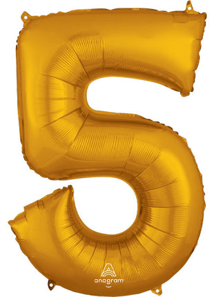 34in Anagram Gold Number 5 Balloon - Joker Party Supply