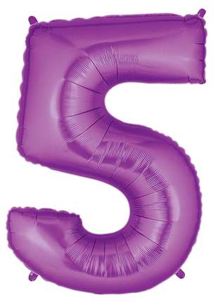 34in Betallic Purple Number 5 Megaloons - Joker Party Supply