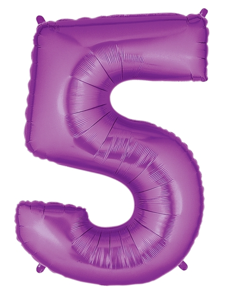 34in Betallic Purple Number 5 Megaloons - Joker Party Supply