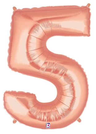 34in Betallic Rose Gold Number 5 Megaloons - Joker Party Supply