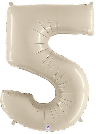 34in Betallic White Sand Number 5 Megaloons - Joker Party Supply