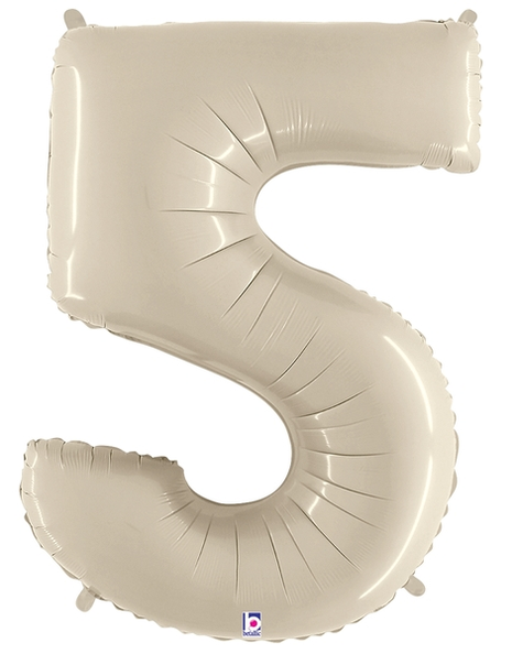 34in Betallic White Sand Number 5 Megaloons - Joker Party Supply