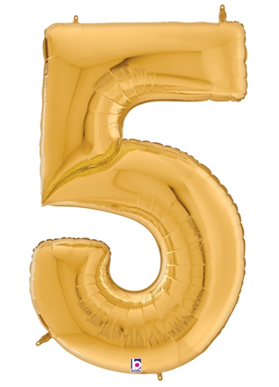 64in Betallic Gold Number 5 Gigaloons - Joker Party Supply