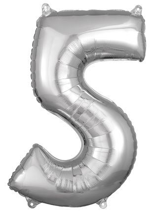 26in Anagram Silver Number 5 Balloon - Joker Party Supply