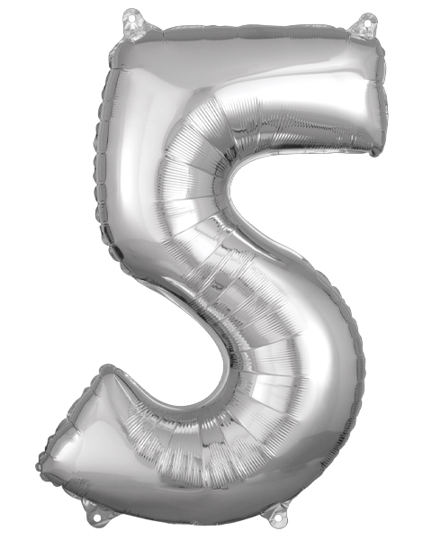 26in Anagram Silver Number 5 Balloon - Joker Party Supply