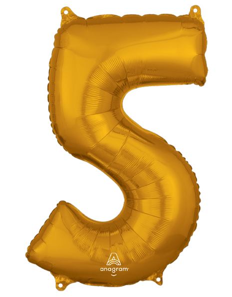 26in Anagram Gold Number 5 Balloon - Joker Party Supply