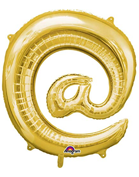 16in Anagram Gold @ Symbol Balloon - Joker Party Supply
