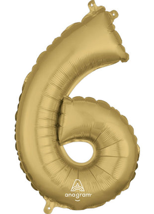 34in Anagram White Gold Number 6 Balloon - Joker Party Supply