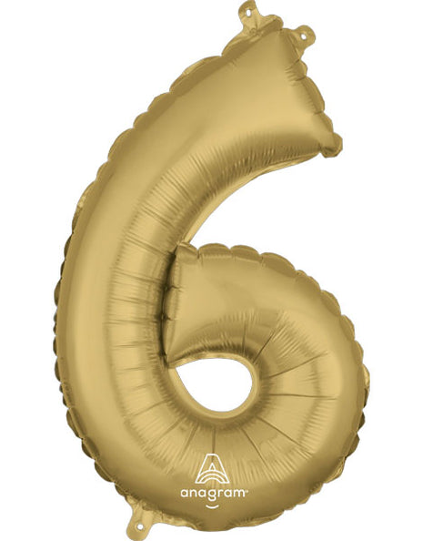 34in Anagram White Gold Number 6 Balloon - Joker Party Supply