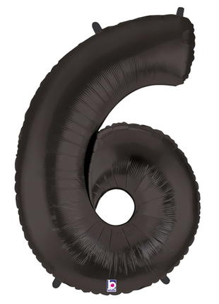 34in Betallic Black Number 6 Megaloons - Joker Party Supply