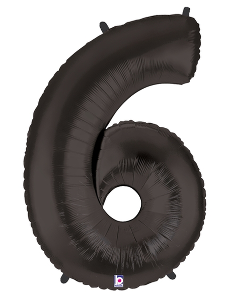 34in Betallic Black Number 6 Megaloons - Joker Party Supply