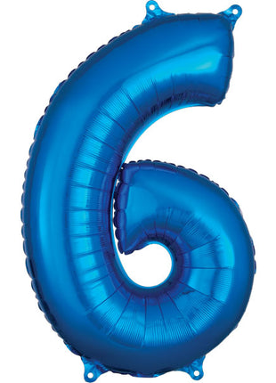 34in Anagram Blue Number 6 Balloon - Joker Party Supply