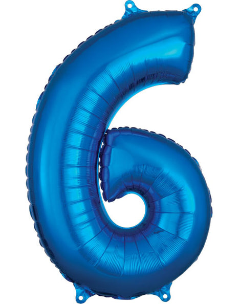 34in Anagram Blue Number 6 Balloon - Joker Party Supply