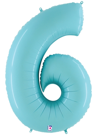 34in Betallic Pastel Blue Number 6 Megaloons - Joker Party Supply