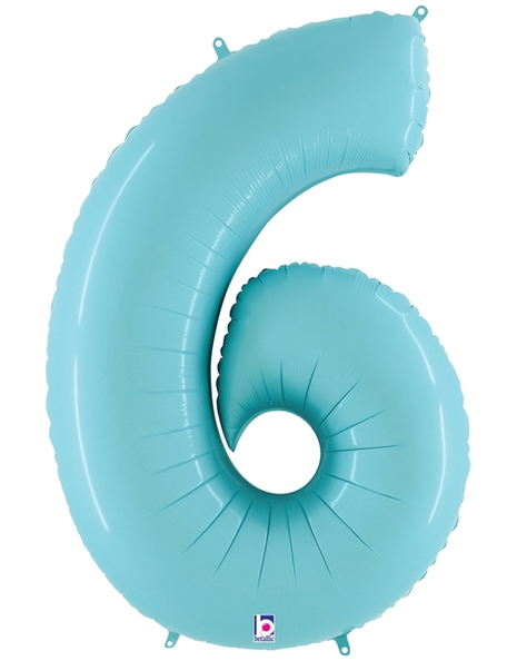 34in Betallic Pastel Blue Number 6 Megaloons - Joker Party Supply