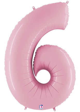 34in Betallic Pastel Pink Number 6 Megaloons - Joker Party Supply