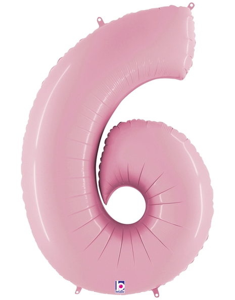 34in Betallic Pastel Pink Number 6 Megaloons - Joker Party Supply