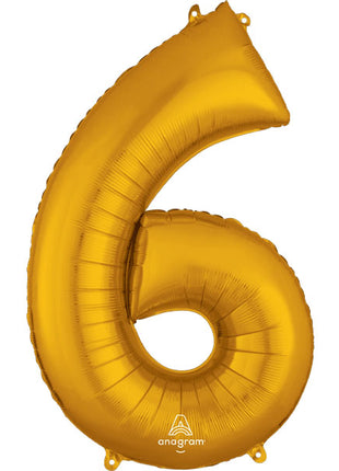 34in Anagram Gold Number 6 Balloon - Joker Party Supply