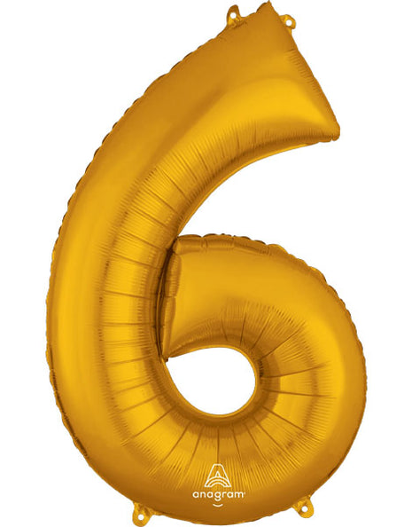 34in Anagram Gold Number 6 Balloon - Joker Party Supply