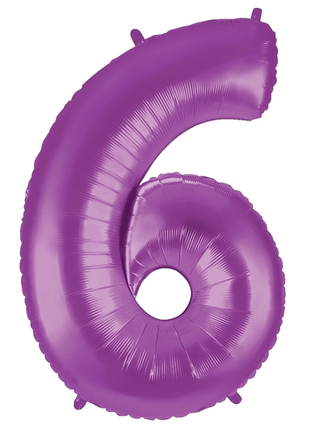34in Betallic Purple Number 6 Megaloons - Joker Party Supply