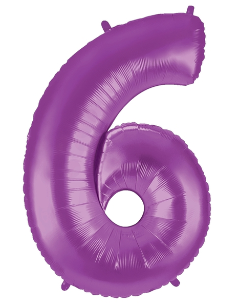 34in Betallic Purple Number 6 Megaloons - Joker Party Supply