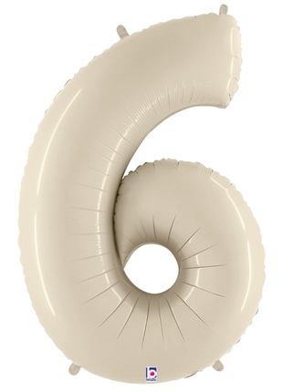 34in Betallic White Sand Number 6 Megaloons - Joker Party Supply