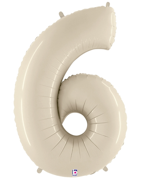34in Betallic White Sand Number 6 Megaloons - Joker Party Supply